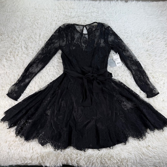 Pearl Georgina Chapman Black Lace Mini Dress Size 6 Romantic Whimsigoth Sexy Y2K - Picture 2 of 15